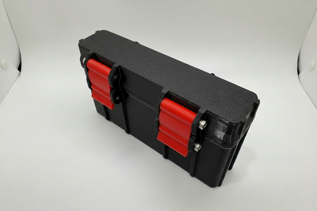 20 Round Ammocase - custom caliber, black tactical case with red latches
