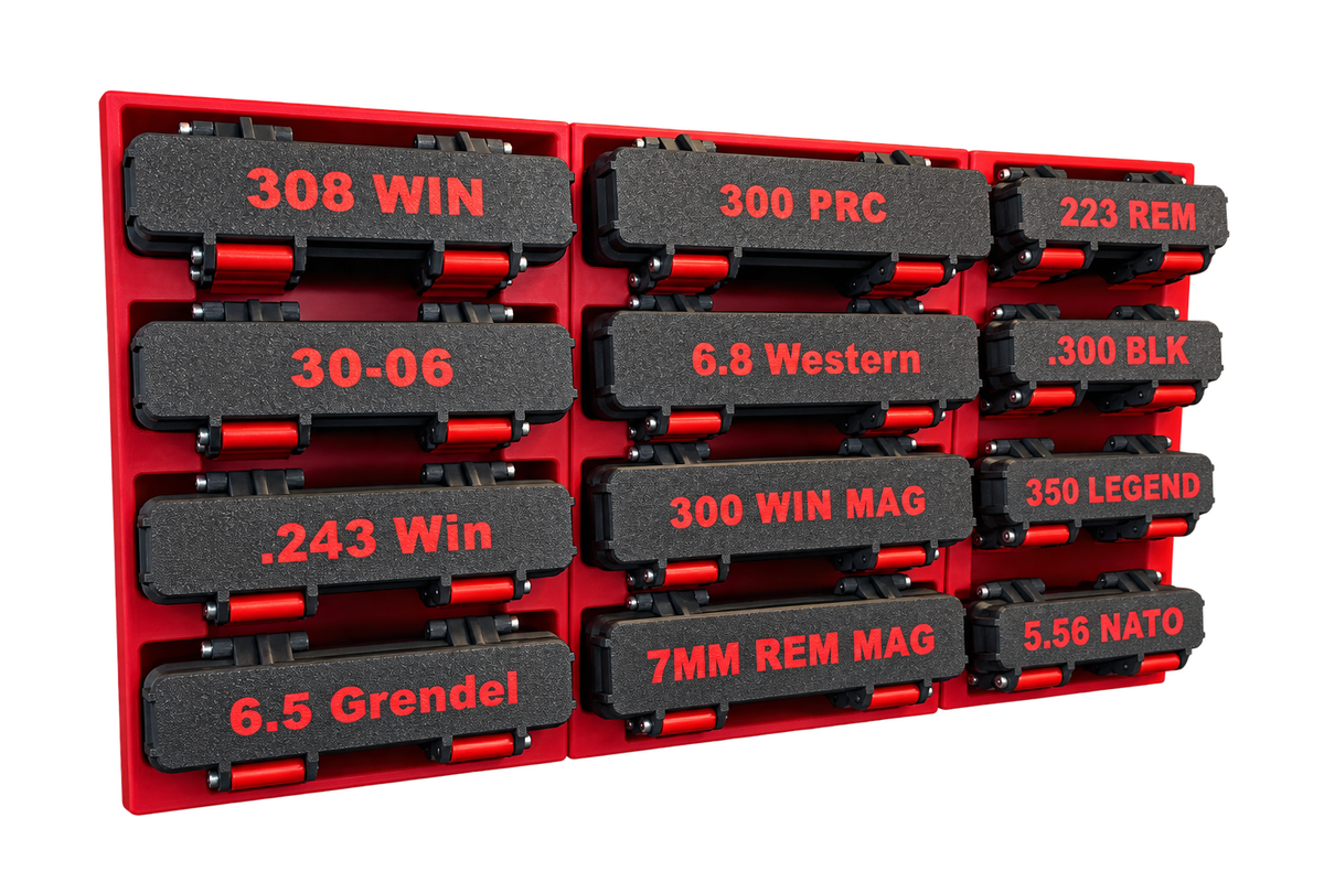 Red case racks with background removed
